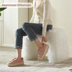 Vanity Stool Chair Small Footstool Ottoman Faux Fur Seating Backless Modern Foot Rest Ottoman Furry for Makeup Room Living Room Bedroom Entryway,White (Single 1)