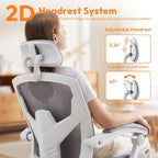 Ergonomic Office Chair with Footrest, Comfortable Desk Chair Gaming Chair with Leg Rest, Swivel Mesh Desk Chair with Headrest and Lumbar Support for Home, Office, Work, Study, Grey