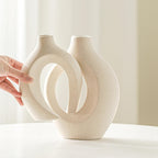 Levvohd Hollow Ceramic Vase Set of 2, Modern Nordic Minimalist Book Style Boho Aesthetic Vases for Home Decor Living Room Shelf Entryway Coffee Centerpiece Table Decorative (Cream White)