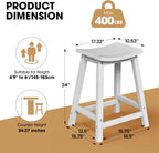 Ciokea 2 Set 24" Outdoor Bar Stools Heavy Duty HDPE Counter Height Bar Stools Weatherproof Patio Seats Modern Waterproof BarStools for Bar Deck Balcony Kitchen Counter Yard, White