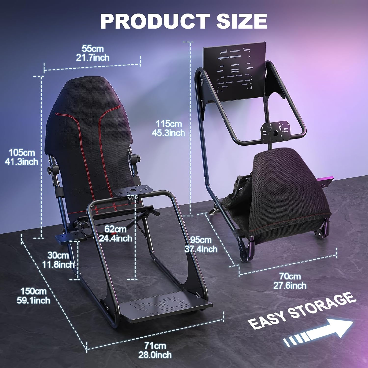 DIWANGUS Racing Simulator Cockpit - Multi Angle Adjustable Pedal & Wheel Panel Breathable Mesh Foam Seat for Sim Racing Cockpit Compatible with Logitech, Thrustmaster, Fanatec, Moza- Ergonomic GT