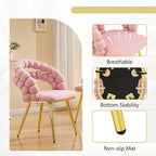 Montary Modern Pink Velvet Dining Chairs with Bubble Back, Set of 2 Accent Chair with Gold Metal Legs, Upholstered Vanity Chair for Dining Room, Living Room, Bedroom