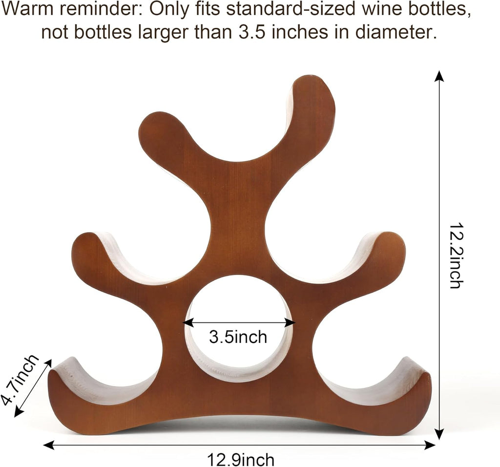 Countertop Wine Rack - 6 Bottle Wooden Wine Rack - Freestanding Wine Bottle Holder Stand - Wine Storage Rack for Cabinet Pantry Bar Kitchen