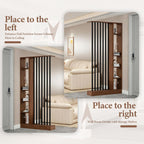 Wall Room Divider Entrance Hall Partition Screen Column Floor to Ceiling Wall Room Divider with Storage Shelves Modern Room Dividers with Shelves,Walnut+Black,L47×W9×H81