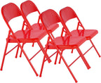 VECELO All-Steel Folding Chair Set of 4, Heavy Duty Metal Foldable Chairs, Double Hinged, Stackable Commercial Seating for Indoor Outdoor Events, Wedding, Party, Patio, Office