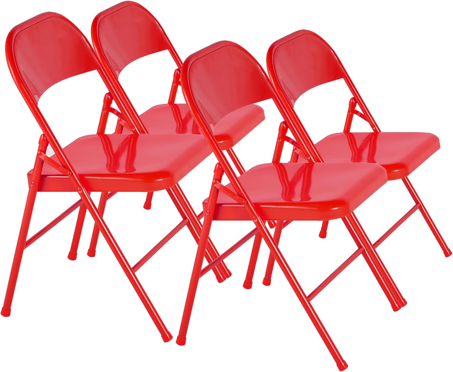 VECELO All-Steel Folding Chair Set of 4, Heavy Duty Metal Foldable Chairs, Double Hinged, Stackable Commercial Seating for Indoor Outdoor Events, Wedding, Party, Patio, Office