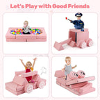INFANS Modular Kids Play Couch, 13 PCS Toddler Creative Sectional Fort Building Sofa for Bedroom, Playroom, Children Convertible Versatile Soft Foam Furniture Playset Crawling Floor Cushion