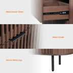 WAMPAT Fluted Nightstand, Modern Wooden End Table with 2 Drawer, Storage Bedside Table for Bedroom and Living Room