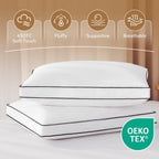 DOWNSTORIA Goose Feather Down King Bed Pillows 2 Pack, Luxury Hotel Collection Pillows Set of 2 with Gusset, Down Surrounded Pillow for Side and Back Sleepers, Gusseted Fluffy Pillows 20x36 in.
