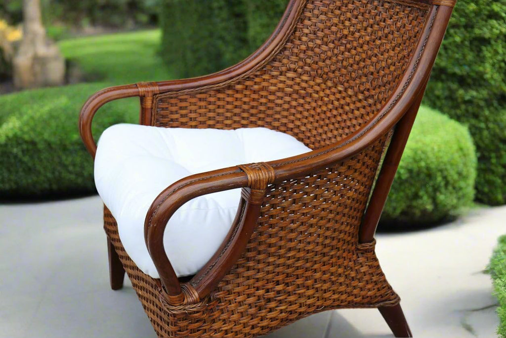 RSH DECOR: Sunbrella Play Tufted Wicker U-Shape Cushions Set of 2 | 19” x 19” | Water and Fade-Resistant Performance Fabric | Outdoor Seat Cushions for Patio Furniture | Play Heritage Scarlet