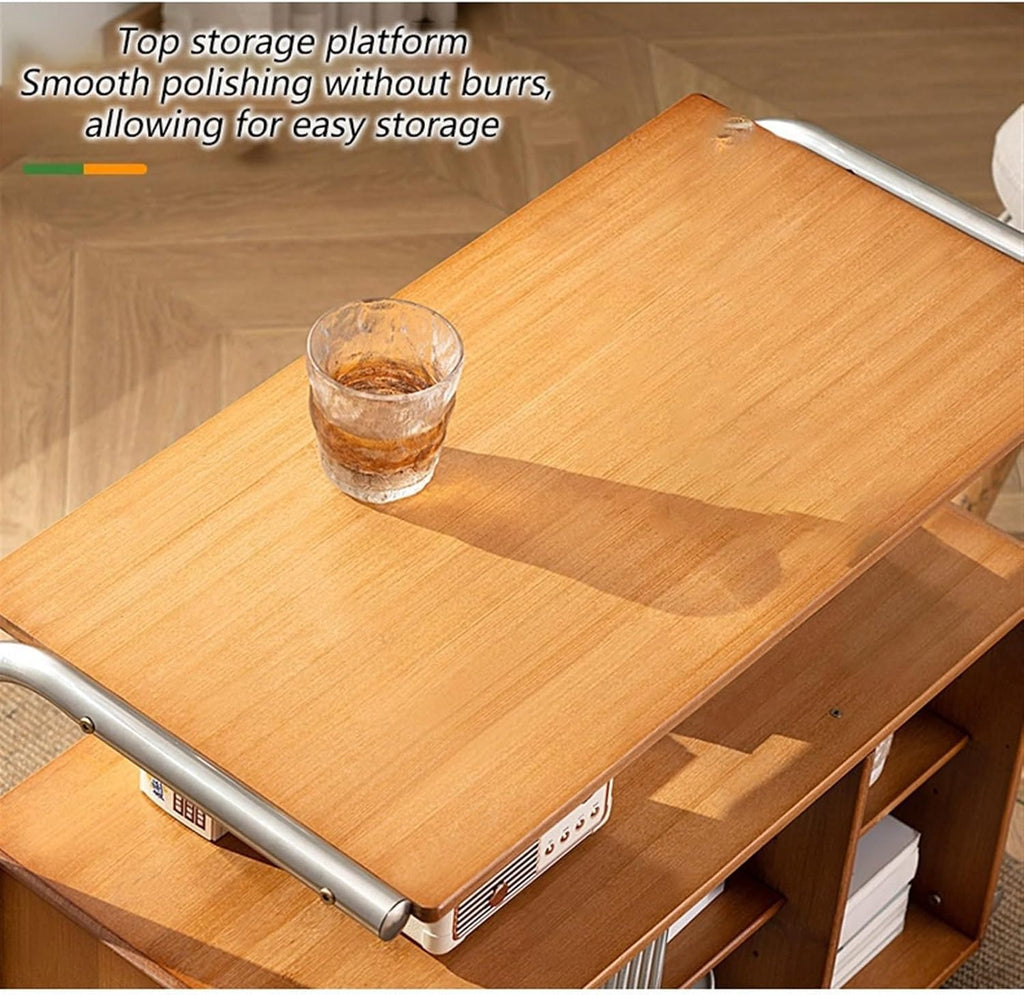 End Tables Interior ﻿, Multifunctional Sofa Side Cabinet, Movable Coffee Table, Bedside Corner Table Balcony Storage Rack, for Living Room, Kitchens Multi Scenario Use(Natural)