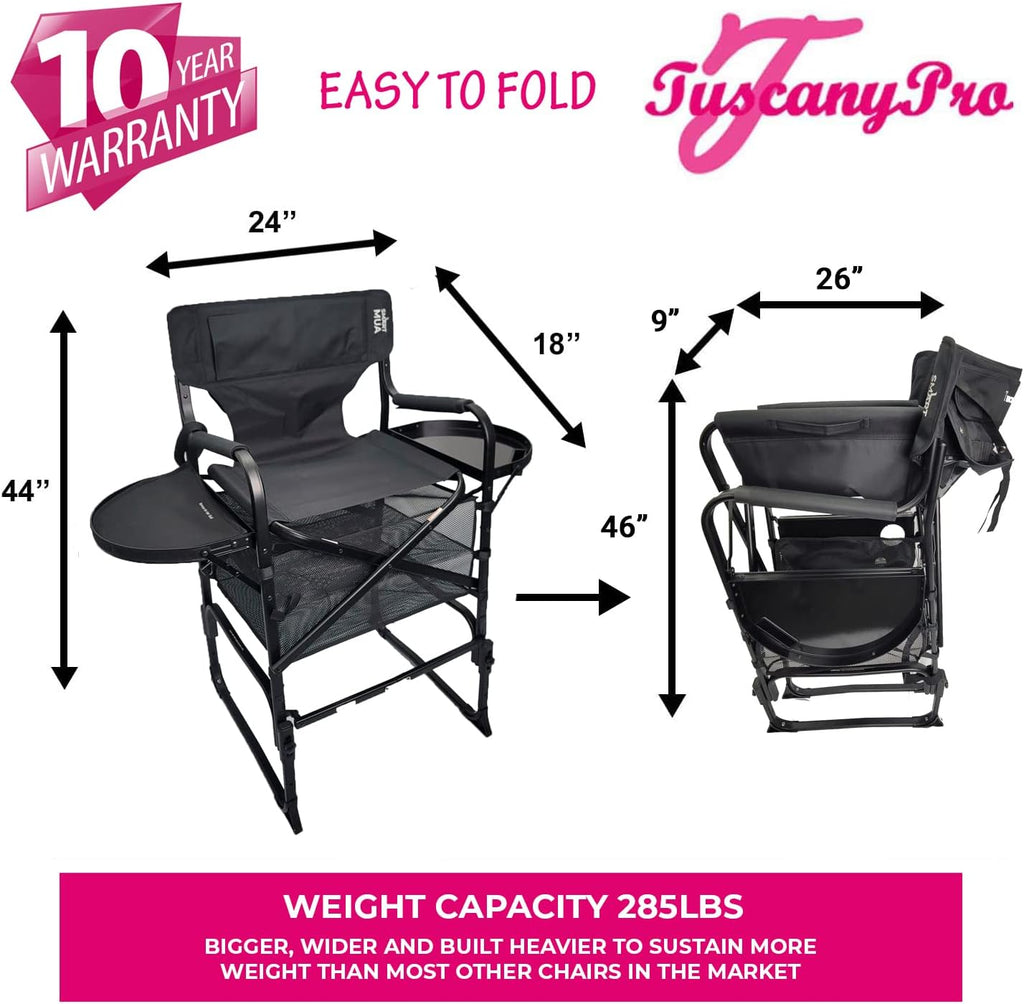 Adjustable Height Chair with Carry Bag - Portable Makeup Artist & Hairstylist Chair - Perfect for Makeup, Salons, Movie Sets - Italian Design