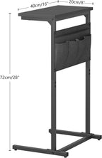 C Shaped End Table, Side Table for Sofa, Small TV Tray, Couch Table with Storage Bag for Small Space, Living Room, Bedroom, Home Office LET501B (Black)