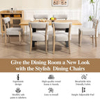 ZJhome Dining Chairs Set of 4,Mid Century Modern Dining Chair Set - Linen Upholstered Low Back Kitchen & Dining Room Chairs with Woven Design,Oatmeal Fabric