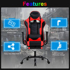 Gaming Chair Computer Chair Ergonomic Gaming Chair with Footrest Reclining High Back Video Game Chair with Lumbar Support Headrest Armrest Swivel Seat for Women, Men (Red)