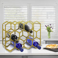 AT-VALY Countertop Wine Rack,Durable and Sturdy Freestanding 14 Bottle Wine Holder for Home Decor, Bar,Cabinet,Pantry (Gold)