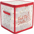Plastic Christmas Ornament Storage Box with Zippered Closure - Store up to 64 of the 3-inch Standard Christmas Ornaments, Xmas Ornaments Storage with Dividers & Two Handles