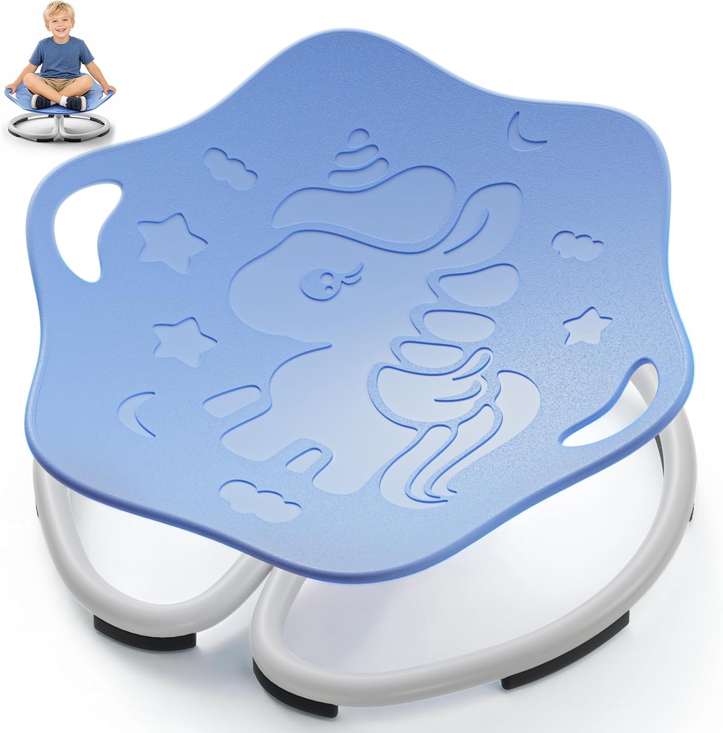 Spinning Chair for Autistic Kids, Sensory Swivel Chairs, Sit and Spin Sensory Toys with Grippable Handle Design, Trains Body Coordination, Autism ADHD Chairs Indoor Outdoor Play Equipment (Blue)