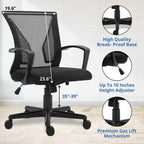 Halter Desk Chair - Black Gaming Mesh Chair - Adjustable and Comfortable Ergonomic Chair with Armrests and Wing Lumbar Support - Ideal Gaming or Home Office Chair