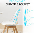 Dining Chairs Set of 4, Clear Acrylic Dining Chair Modern Transparent Chairs with PU Leather Cushions Seat & Wood Legs, Side Chairs for Dining Room Kitchen Restaurant Balcony (White)