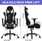 HCY High Back Gaming Chair Ergonomic Racing Style Gaming Chair with Footrest, Headrest and Lumbar Support Height Adjustable PU Leather Office Chair for Adults, White