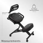 DRAGONN by VIVO Ergonomic Kneeling Chair with Back Support, Adjustable Stool for Home and Office with Angled Seat for Better Posture - Thick Comfortable Cushions, Black, DN-CH-K02B