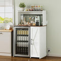 Mini Fridge Stand Coffee Bar Cabinet,Freestadning Coffee Stand Station Bakers Rack with Mini Fridge Space & Power Outlet,for Kitchen Dining Room Living Room,White