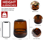 Relexome Amber Glass Flower Vase for Centerpieces Flowers 6.7 Inch Round Modern Glass Bud Vase Decorative Vases for Home Decor, Living Room, Dining Table, Entryway, Shelf, Office