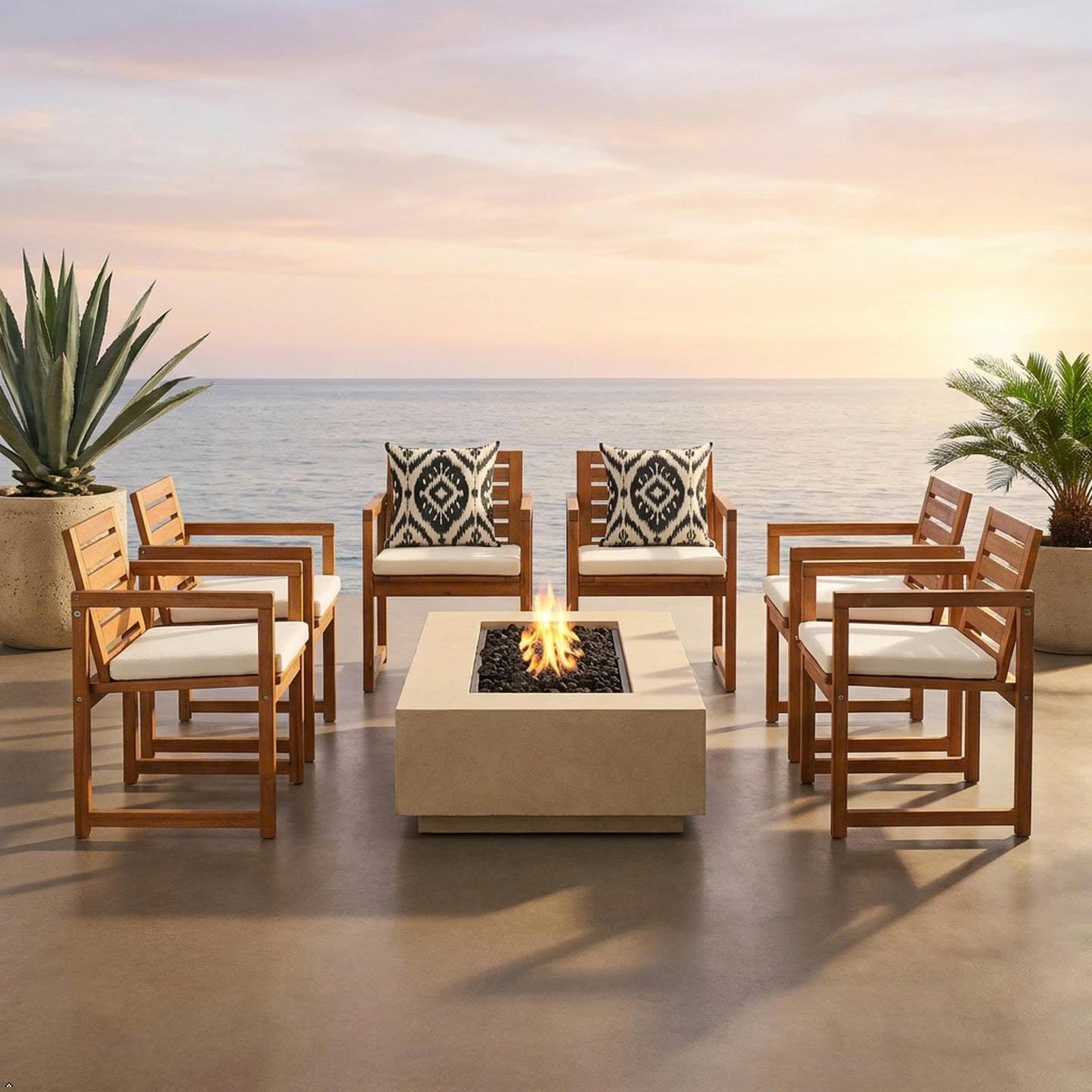 VICTORY RELAX Wooden Armchair Set 2 for Patio & Outdoor with Cushions - Natural Acacia Wood - Modern Design, Comfortable Reading & Relaxing Chairs, Also Great as Accent Chairs - 22x24x30 Inches