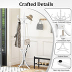 Tangkula Coat Rack with Umbrella Holder, 73 Inch Freestanding Coat Hanger Stand with 12 Hooks, Wooden Entryway Coat Tree for Clothes, Bags, Hats, Scarves, Living Room, Bedroom, Hallway (White)