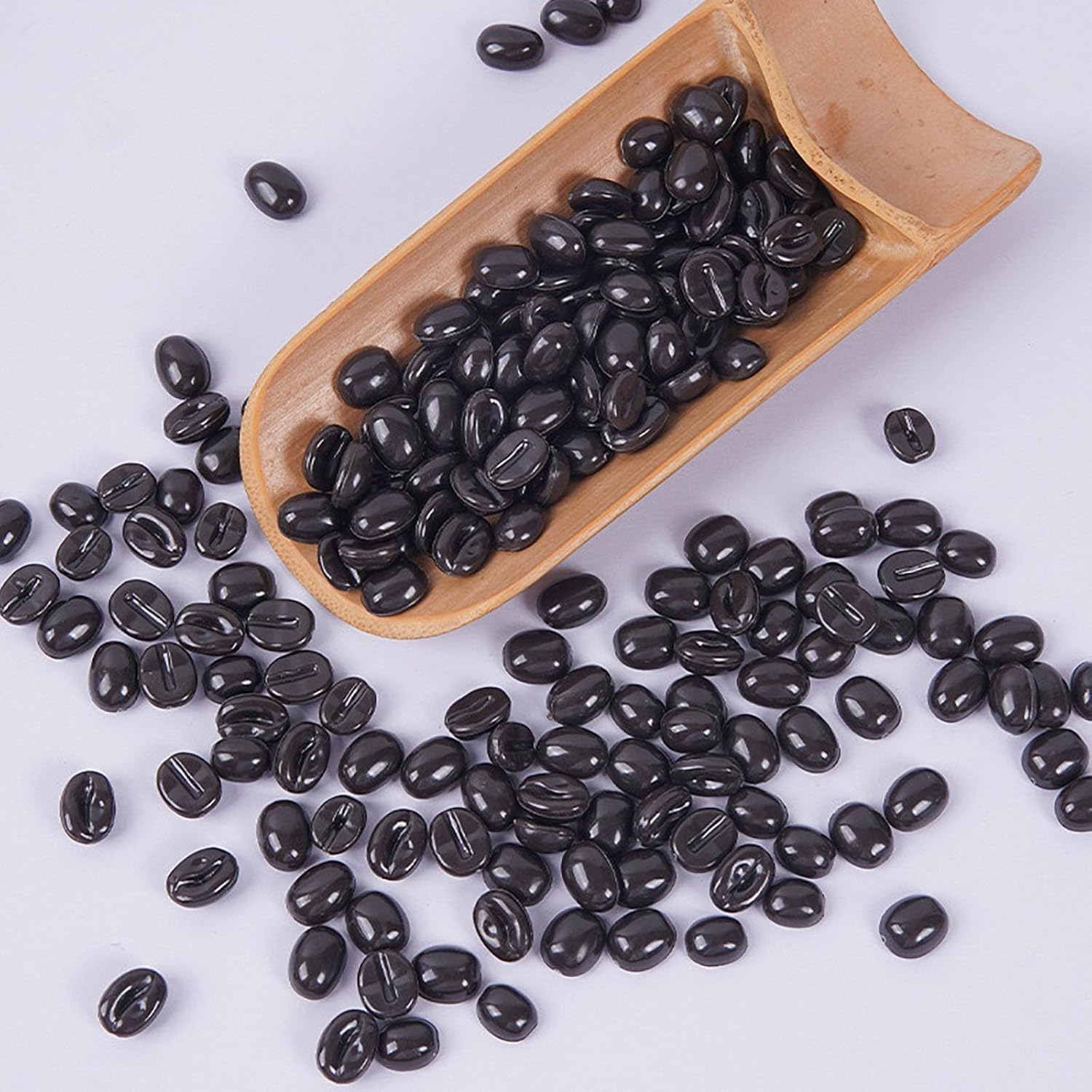 Faux Coffee Beans, 453g(1360pcs) Mini Resin Artificial Coffee Beans Artificial Plant for Home Kitchen Decor Cafe Shop Cabinet Display Photography Props (Only for Decoration)