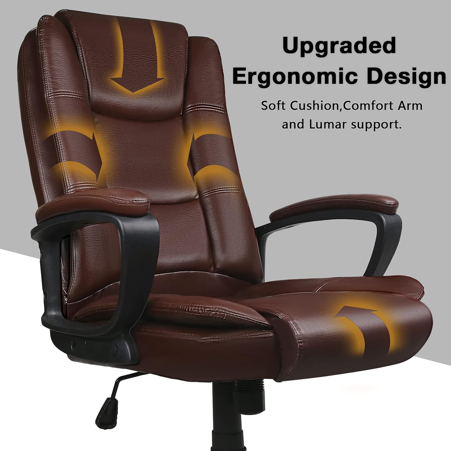 OFIKA Office Chair Computer Desk Chair Gaming - Ergonomic High Back Cushion Lumbar Support with Wheels Comfortable Black Leather Racing Seat Adjustable Swivel Rolling Home Executive (Brown)