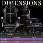 Gaming Chair with Pocket Spring Cushion and Footrest, Ergonomic Computer Chair for Adults, Breathable PU Leather Game Chair