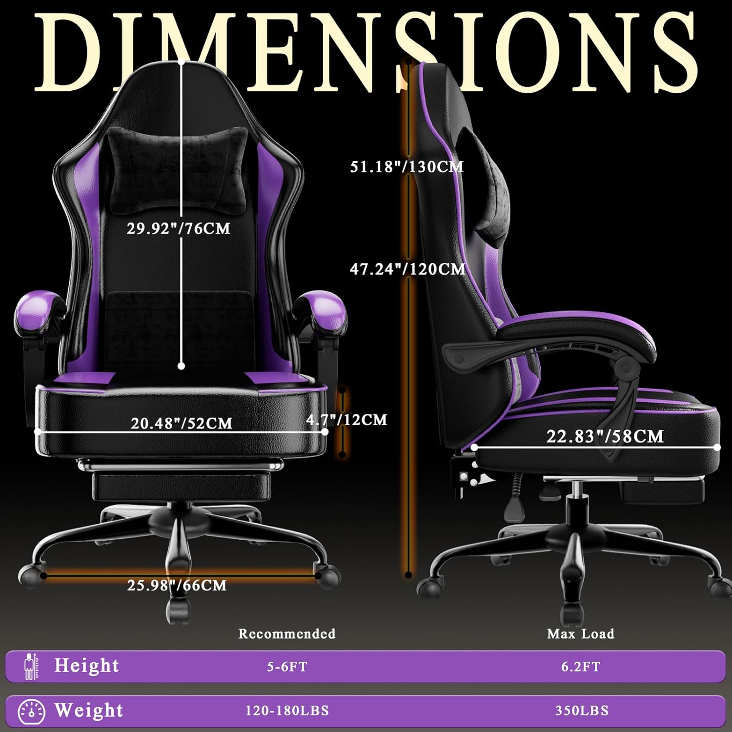 Gaming Chair with Pocket Spring Cushion and Footrest, Ergonomic Computer Chair for Adults, Breathable PU Leather Game Chair