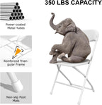 12 Pack White Folding Chair, Plastic Folding Chairs for Outside, Indoor Outdoor Chairs with Steel Frame, Foldable Chair for Wedding Camping Dining Renting in Patio Lawn, 350LBS Capacity