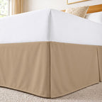 Dee's Collection King Size Bed Skirt 10" Drop Hotel Quality Pleated Dust Ruffle with Platform Style Secure Fit, Split Corners, Wrinkle & Fade Resistant Microfiber, Tailored Classic Look, Taupe