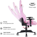 High-Back Swivel Gaming Chair Recliner Racing Style Ergonomic Office Desk Reclining Chair with Headrest and Lumbar Support, Pink White