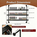89cm/35in Wall Mounted Wine Rack with LED Light - 3-Tier Solid Wood Industrial Rustic Floating Shelves, Bottle Storage Organizer for Kitchen, Bar, Pub, Cellar, Home Bar (Black, 89cm/35in)