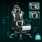 Furniwell Gaming Chair PU Leather Office Chair High Back Computer Desk Chair Adjustable Swivel Racing Executive Leather Ergonomic Task with Headrest and Lumbar Support (White)