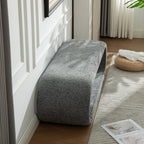 52.17" Wide Chenille Upholstered Bench for Bedroom End of Bed, Modern Shoe Bench for Entryway, Equipped with an Iron Frame, Dining Room, Living Room, Bedroom (Gray + Chenille)