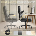 Office Chair,Big and Tall Office Chair,Home Desk Computer Chair, Executive Leather Computer Chair with Lumbar Support& Flip-Up Arms, Rocking Function Swivel Chair for Home Office,Black