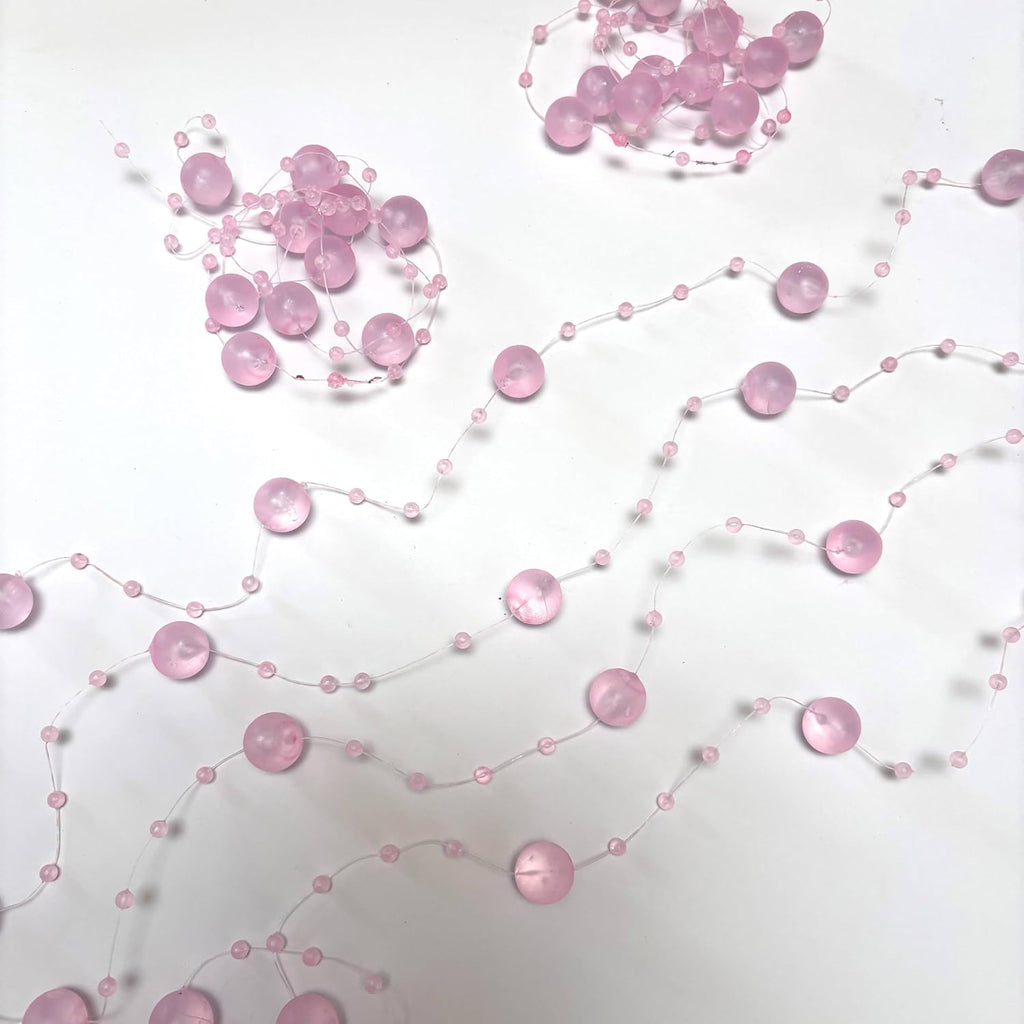 TeaSu 24Pcs Floating Bead String for Floating Candle Centerpieces, Colorful Pearl Bead for Vase Filler, Table Centerpiece, Wedding Reception and Home Decoration (Pink)
