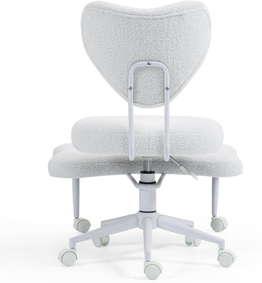 Ergonomic Meditation Chair with Lumbar Support, 360° Swivel Base and Adjustable Seat Cushion, Beige Teddy Fleece Upholstered for Yoga or Office, 300 lb Capacity