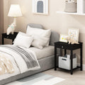 Furinno Classic Side Table Set of 2, 2-Tier Modern End Table with Small Drawer and Open Shelf, Night Stand, Bedside Table, for Living Room, Bedroom, Dark Americano