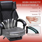 Massage Office Chair with Foot Rest 6 Points Vibration and Heat Home Office Desk Chairs for Heavy People 400lbs Reclining Managerial Chairs Ergonomic Executive Chair (Black)