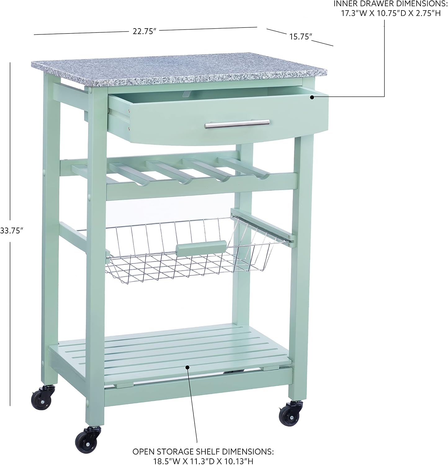 Linon Kitchen Island, Green, 15.75 x 22.83 x 33.86 Inches