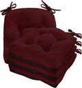 Cozyide Chair Cushions for Dining Chairs, 17" x 17" Non-Slip Kitchen Chair Pads with Adjustable Ties, Indoor Chair Cushions for Dining Room, Burgundy (Pack of 4)