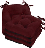 Cozyide Chair Cushions for Dining Chairs, 17" x 17" Non-Slip Kitchen Chair Pads with Adjustable Ties, Indoor Chair Cushions for Dining Room, Burgundy (Pack of 4)