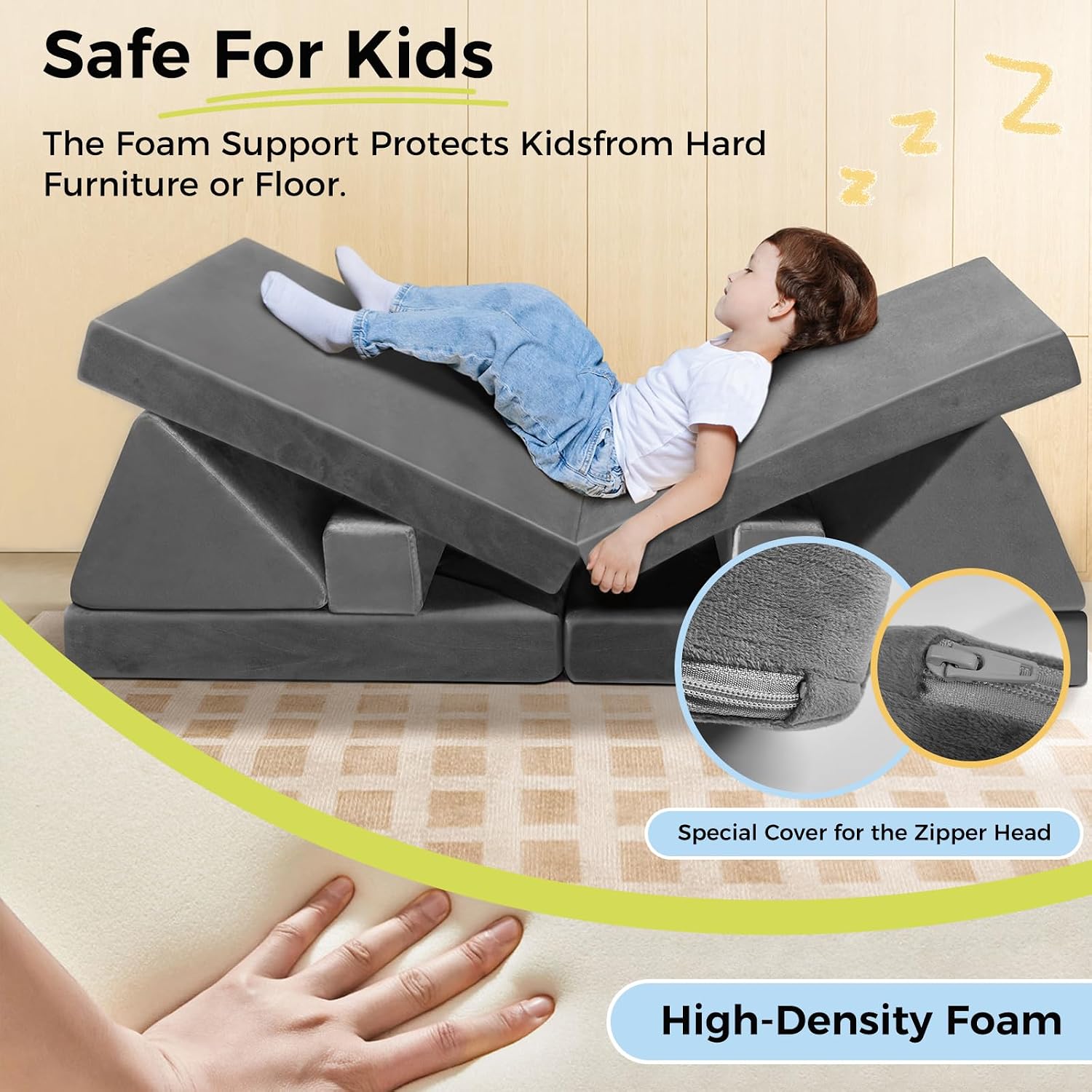Modular Kids Play Couch 18pcs Toddler Floor Sofa, Sectional Couch for Children Bedroom and Playroom Furniture for Playing, Creativing, Convertible Foam and Floor Cushion for Boys and Girls