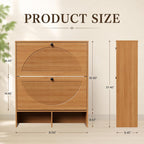 GRUSIGN Shoe Cabinet with 2 Flip Drawers, Narrow Shoe Cabinet Storage for Entryway, Freestanding Shoe Organizer with Adjustable Shelves & Anti-Tipping Device, Shoe Rack Cabinet for Hallway, Foyer